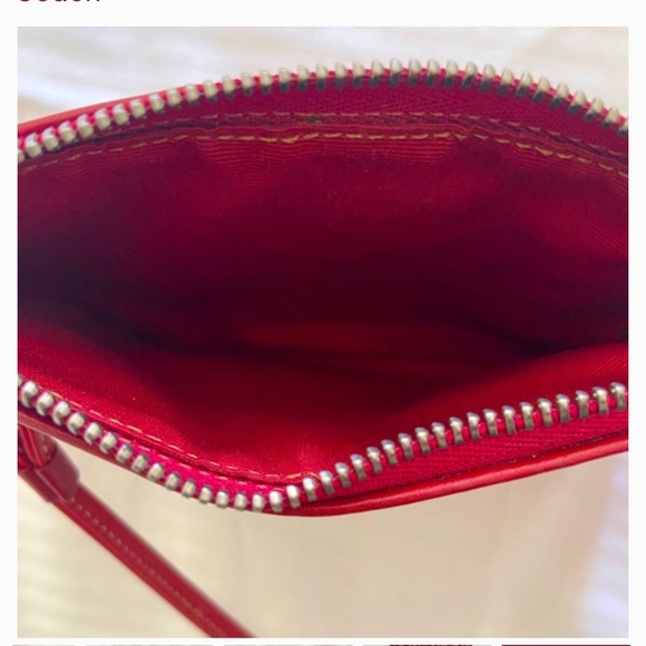 Vintage New Coach Red Signature Logo Leather & Canvas Wristlet with Duster Bag. - Picture 12 of 13